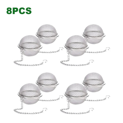 10-2pcs Stainless Steel Tea Ball Loose Leaf Tea Strainer Infusers Extra Fine Mesh Tea Interval Diffuser with Chain
