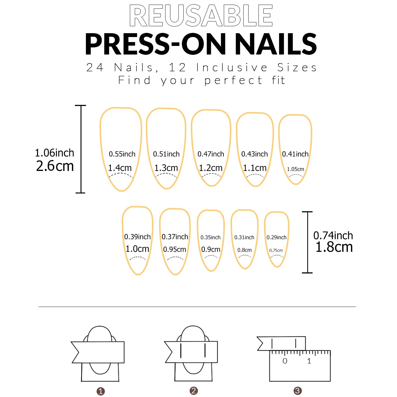 24PCS French Almond Fake Nails with Pearl Trim - Smarsty