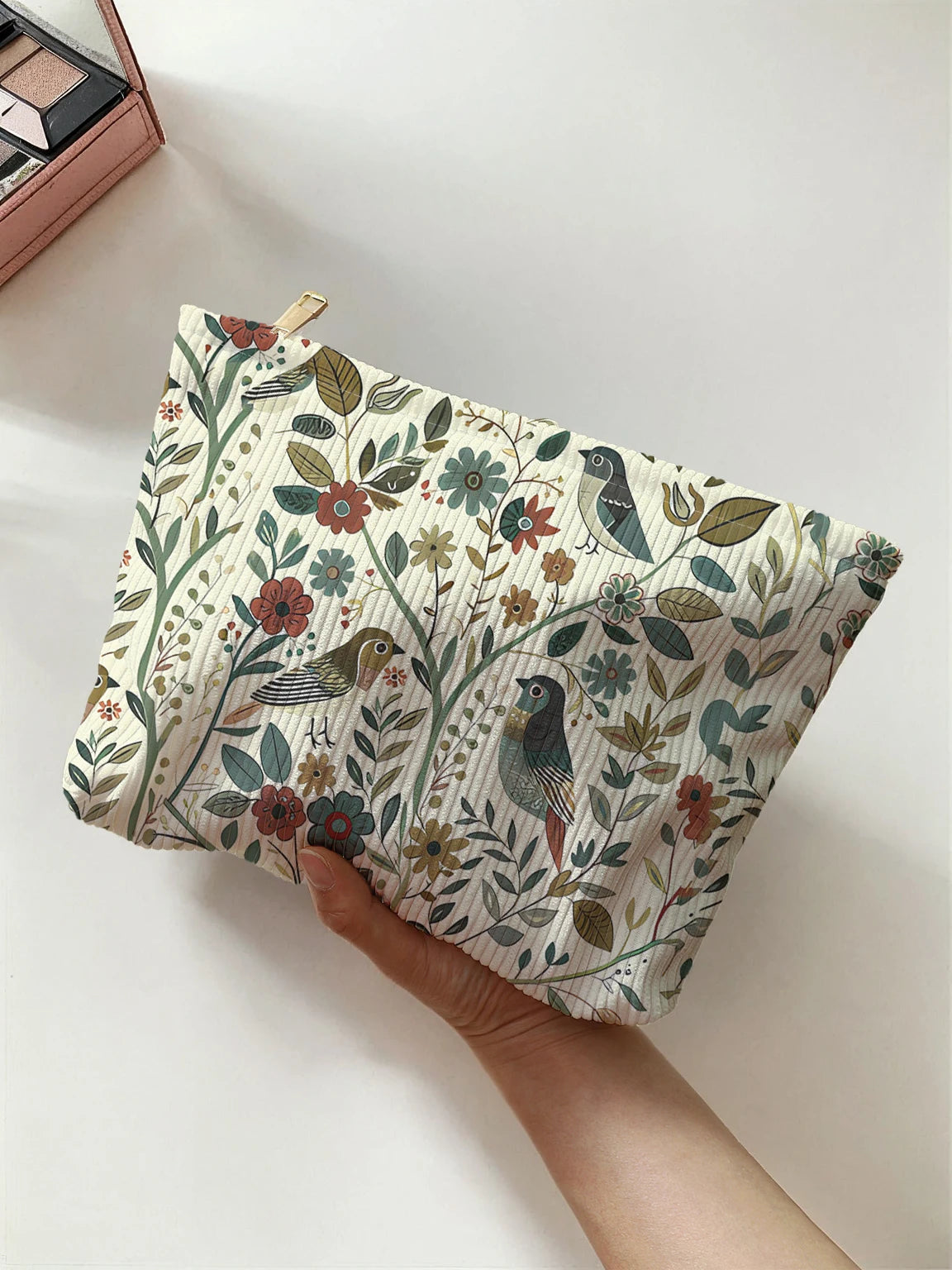 Corduroy Makeup Bag Lightweight Travel Cosmetic Organizer - Smarsty