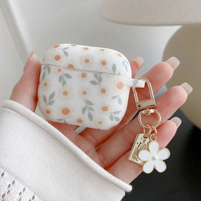 Flower Print Silicone Case For Apple AirPods 4 With Keychain - Smarsty