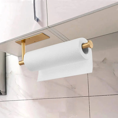 Paper Towel Holder Punch-Free Roll Paper Holder Kitchen Tissue Shelf Under Cabinet Fresh Film Tin Foil Holder Accessory by Smarsty