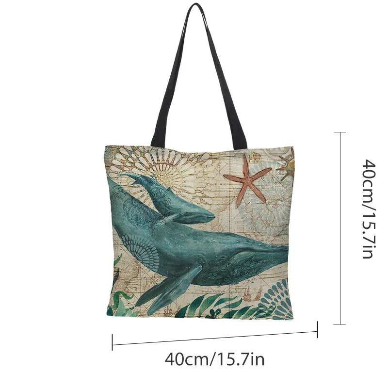 Large Capacity Linen Tote Bag Animal Print Shoulder Bag - Smarsty