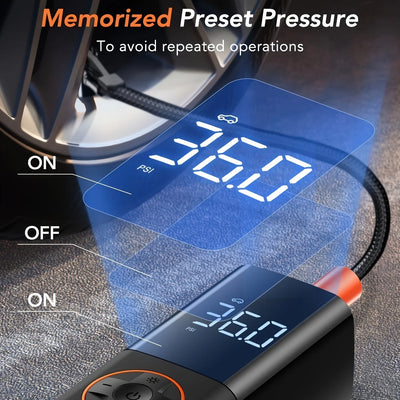 Tire Inflator Portable Air Compressor, DC 12V Small Air Pump for Car Tires, 150PSI Electric Tire Pump - Smarsty