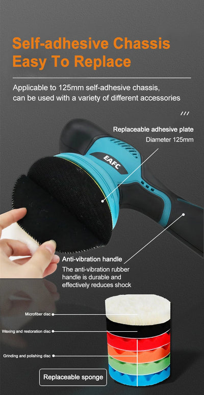 Cordless 12V Car Polisher With 5 Inch Pads For Waxing - Smarsty