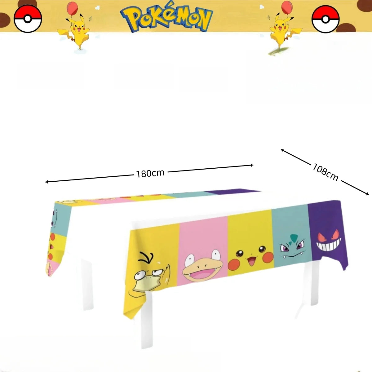 Pokemon Tablecloth Birthday Party Decoration Pikachu Disposable Table Cloth Table Cover Baby Shower Kids Toy Gift Party Supplies by Smarsty