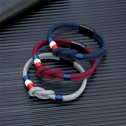 Black Stainless Steel Rope Bracelet Handmade Double Layer - Smarsty