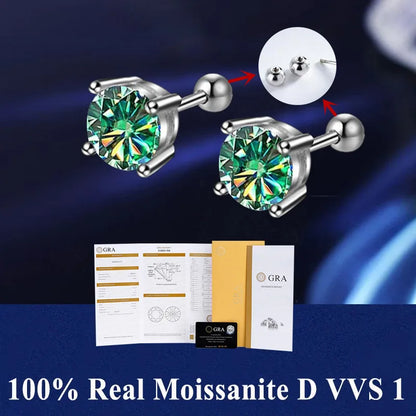 D VVS1 Moissanite Stud Earrings S925 Platinum Plating - Smarsty