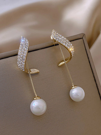 Two Piece Pearl Tassel Earrings For Women Elegant Gift - Smarsty