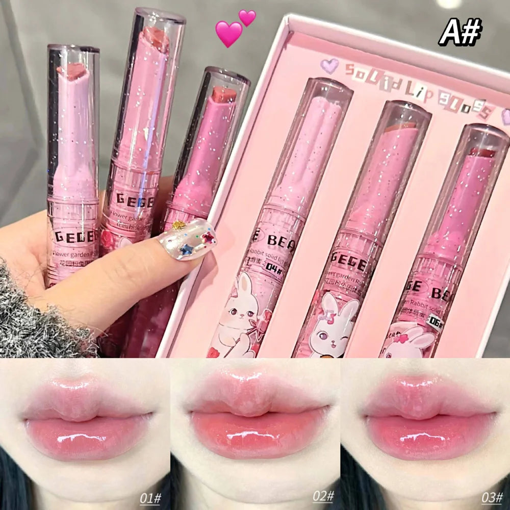 Gege Bear Pink Rabbit Moisturizing Lip Gloss Balm - Smarsty