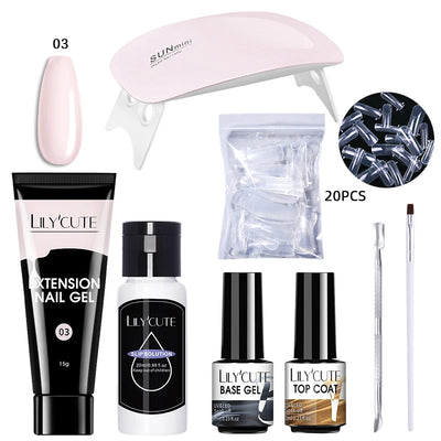 LILYCUTE Nail Gel Set with 6W LED Lamp for Quick Manicure - Smarsty