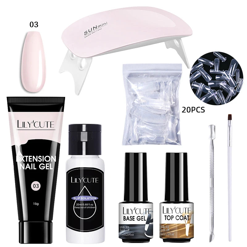 LILYCUTE Nail Gel Set with 6W LED Lamp for Quick Manicure - Smarsty