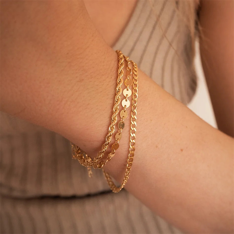 Gold Stainless Steel Twist Chain Bracelet for Women - Smarsty