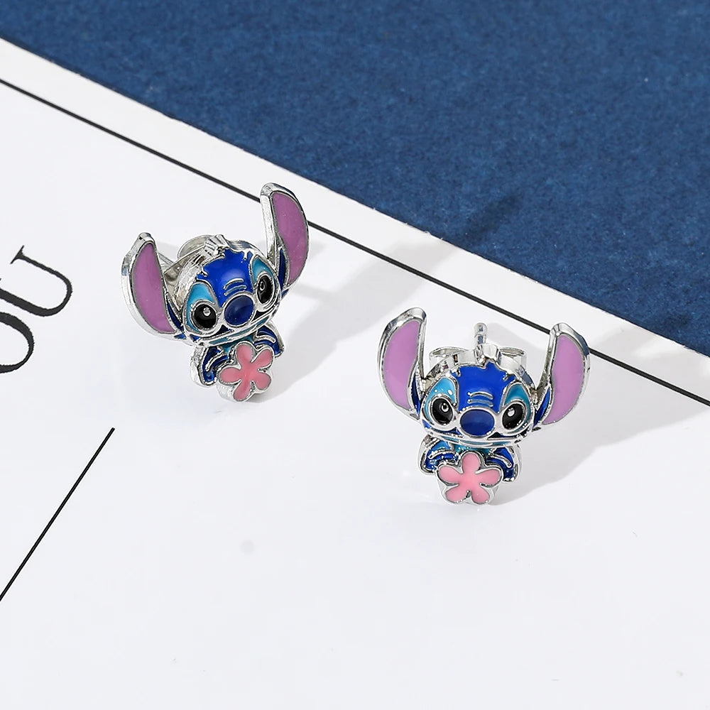Cute Disney Stitch Flower Stud Earrings for Women and Girls - Smarsty