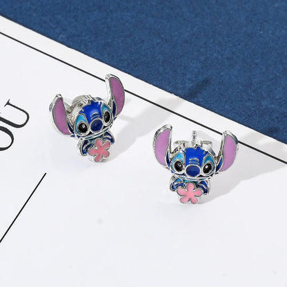 Cute Disney Stitch Flower Stud Earrings for Women and Girls - Smarsty