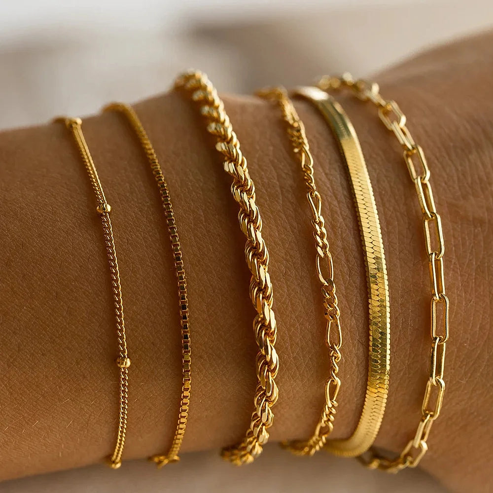 Bohemian Multi-Layer Snake Chain Bracelet Set - Smarsty