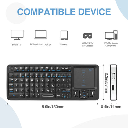 Mini Bluetooth Keyboard With Backlit IR Touchpad For TV
