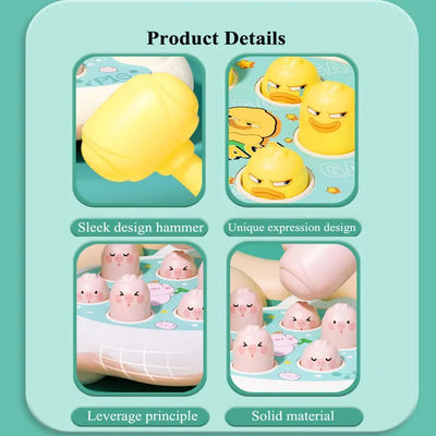 Duck/Frog/Pig Baby Toy Montessori Learning Game Educational Puzzle Gift for 12 24 Months Toddler Boy/Girl with Hammer - Smarsty