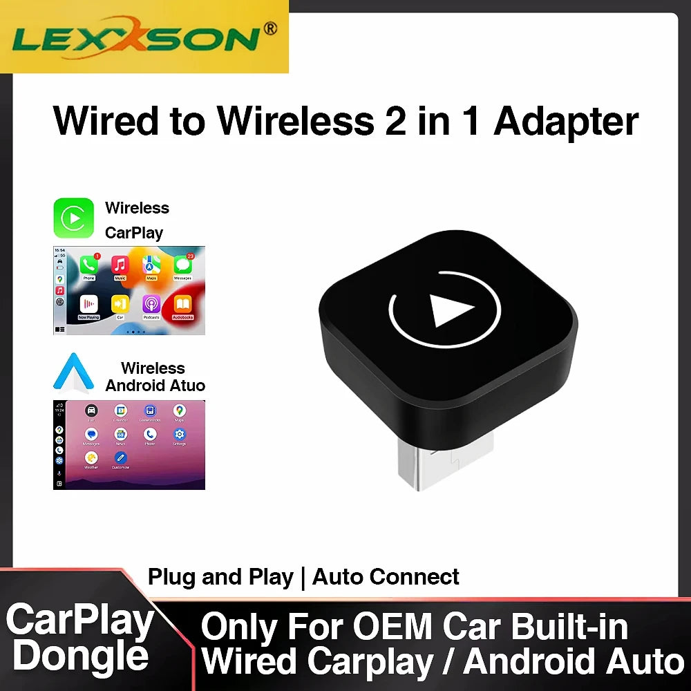 2in1 Wireless CarPlay Dongle Wireless Android Auto Adapter AI Smart Box Car Intelligent Systems For Car With Wired CarPlay - Smarsty