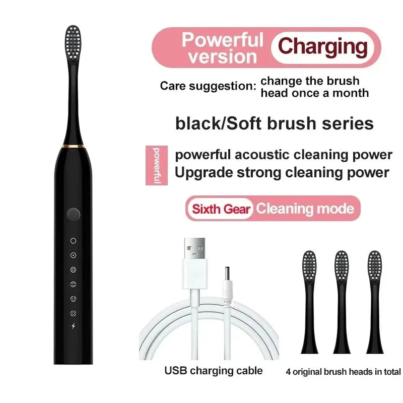 Electric Ultrasonic Toothbrush With Six Speed Modes - Smarsty
