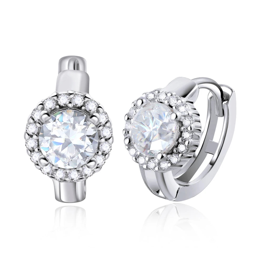 Moissanite Hoop Earrings Sterling Silver Bridal Sparkle - Smarsty