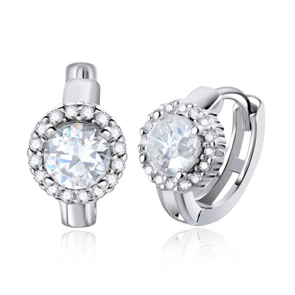 Moissanite Hoop Earrings Sterling Silver Bridal Sparkle - Smarsty