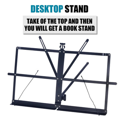 Music Stand 2 in 1 Dual Use Folding Sheet Music Stand Desktop Book Stand Portable and Lightweight - Smarsty