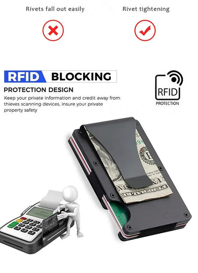 ANTI RFID Blocking Minimalist Card Holder Wallet for Men 2025 Slim Mini Fashion Wallet - Metal Wallet with Money Clip for Unisex - Smarsty