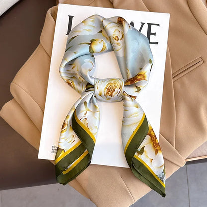 Luxury Women Silk Leopard Print Scarf Soft Satin Wrap - Smarsty