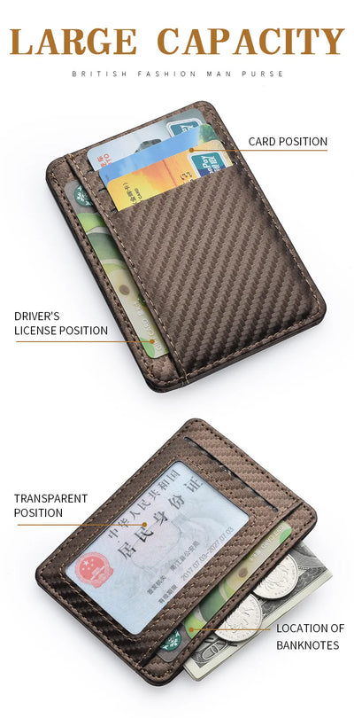 Men's Slim Minimalist Front Pocket Wallets Credit Card Holder Portable Leather Wallets - Smarsty