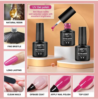 LNWPYH 26 Color Gel Nail Polish Set with Base and Top Coat - Smarsty