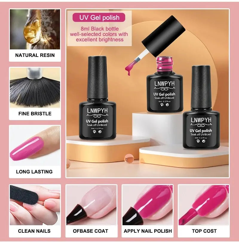 LNWPYH 26 Color Gel Nail Polish Set with Base and Top Coat - Smarsty