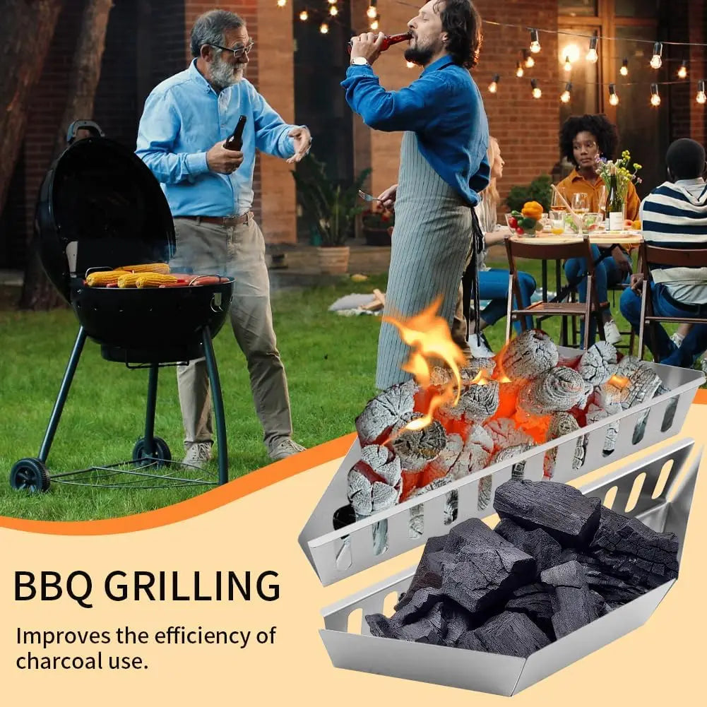 2Pcs Charcoal Grill Basket Holders Non-Stick Accessories - Smarsty