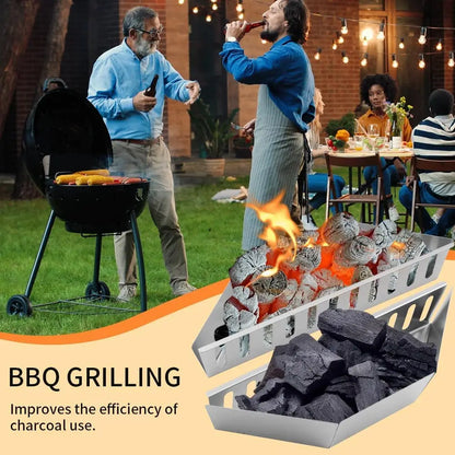 2Pcs Charcoal Grill Basket Holders Non-Stick Accessories - Smarsty