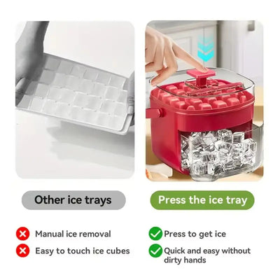 50-Cube Ice Maker with Easy Press Cap Double Layer Ice Cube Maker Refrigerator Household Ice Storage Ice Box - Smarsty