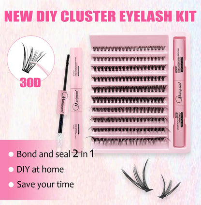 DIY Eyelash Extension Kit with 200 Clusters for Natural Look - Smarsty