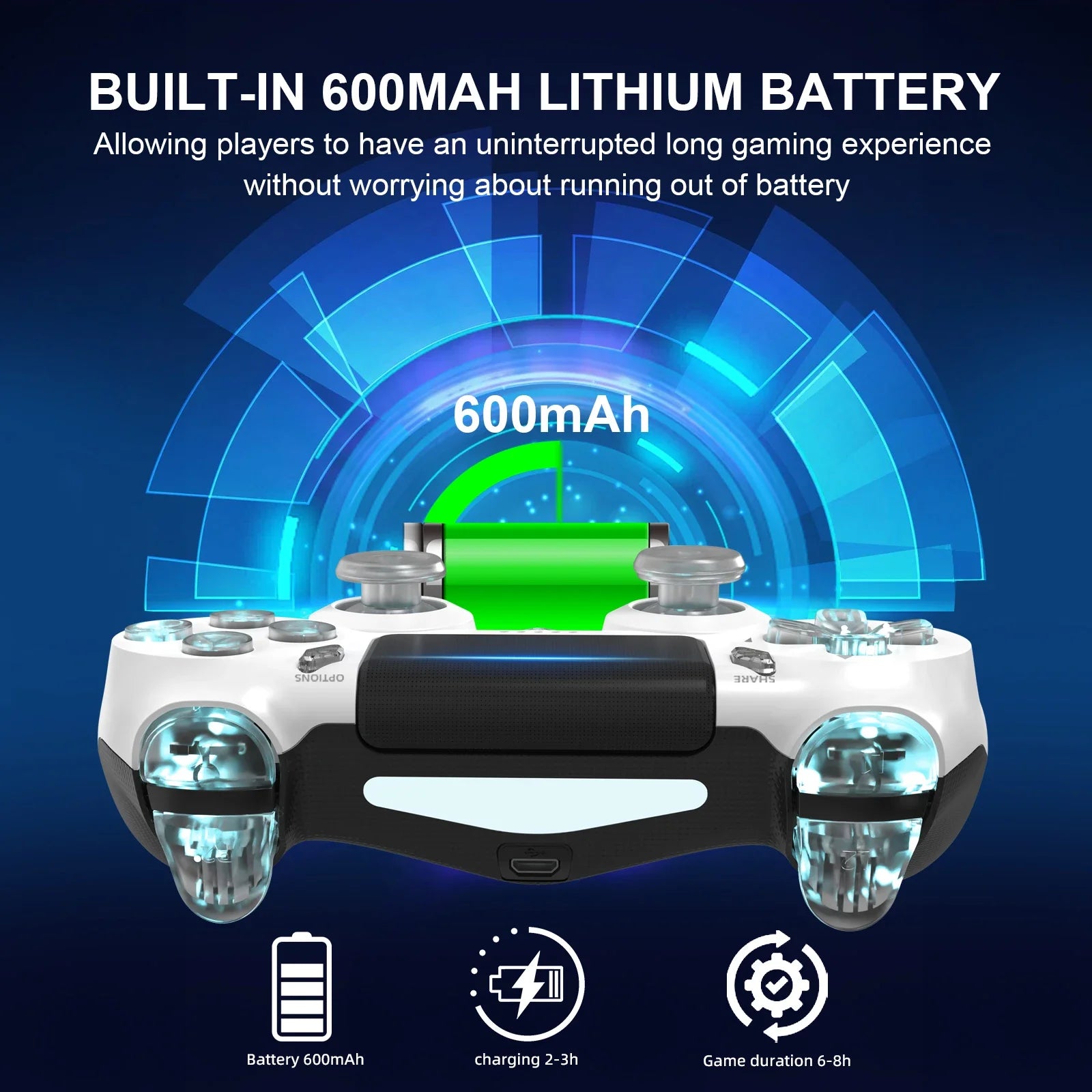 GAMINJA RGB Wireless Game Controller With Dual Vibration - Smarsty