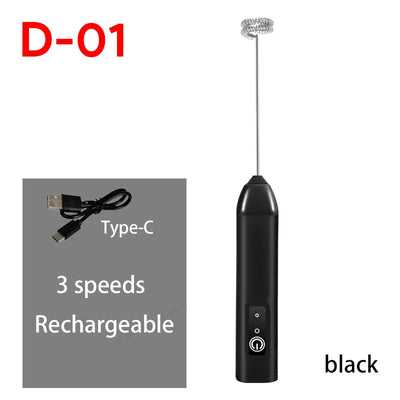 HOT  Electric Milk Frother + Egg Beater Wireless Type-C Charging 3 Speeds Mini Handheld Foam Maker Coffee Whisk Cooking Tools - Smarsty