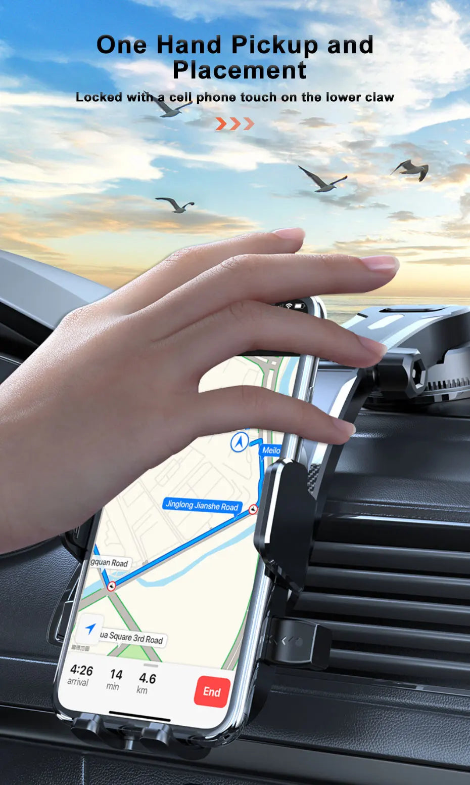 SEAMETAL Car Dashboard Phone Bracket Universal Auto Cellphone Stand For GPS Navigation Universal Desk Windshield Hanging Holder - Smarsty