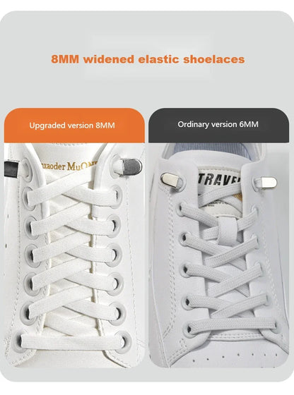 Flat Elastic Shoe Laces Sneakers No Tie Shoelaces for Shoes Tennis Quick Shoelace Clips Without Ties Shoe Accessories Kids Adult - Smarsty
