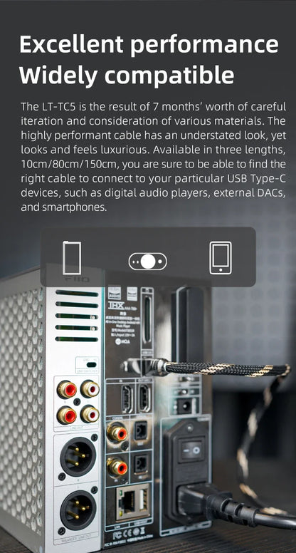 FiiO LT-TC5 Silver-Plated Type C Audio Cable - Smarsty