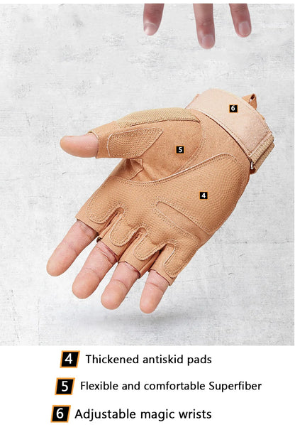 Tactical Hard Knuckle Fingerless Gloves for Combat - Smarsty