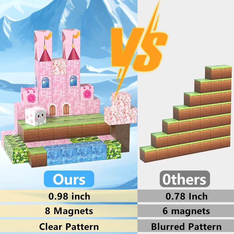 Pink castle magnetic building block set, suitable for boys and girls over 3 years old DIY to improve hand skills and creativity by Smarsty