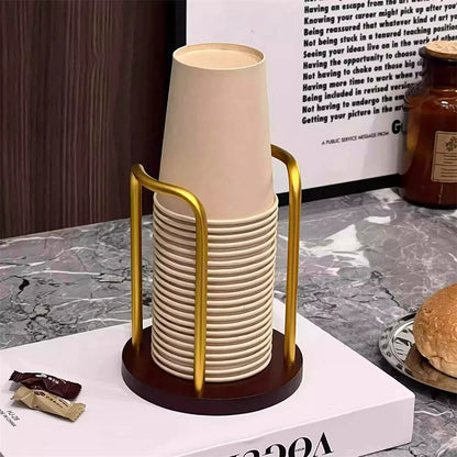 Disposable Cup Storage Holder Rack Shelf Water Tea Cups Wood Dispenser with Longer Stick Mug Display Stand Organizer Supplies by Smarsty