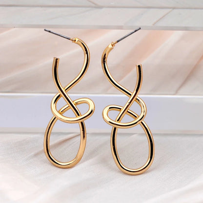 Vintage Irregular Metal Drop Earrings for Women Fashion Statement - Smarsty