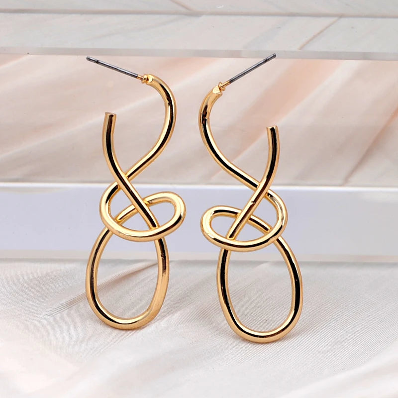 Vintage Irregular Metal Drop Earrings for Women Fashion Statement - Smarsty
