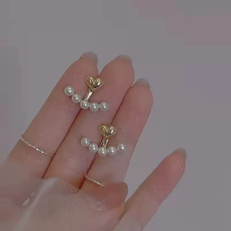 Light Luxury Simulated Pearl Heart Stud Earrings Gift - Smarsty