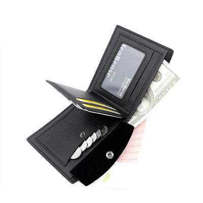 Slim Men Wallets New Short Zipper Card Holder Photo Holder Male Purse Simple Coin Pocket High Quality PU Leather Men's Wallet - Smarsty