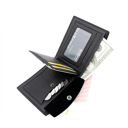 Slim Men Wallets New Short Zipper Card Holder Photo Holder Male Purse Simple Coin Pocket High Quality PU Leather Men's Wallet - Smarsty