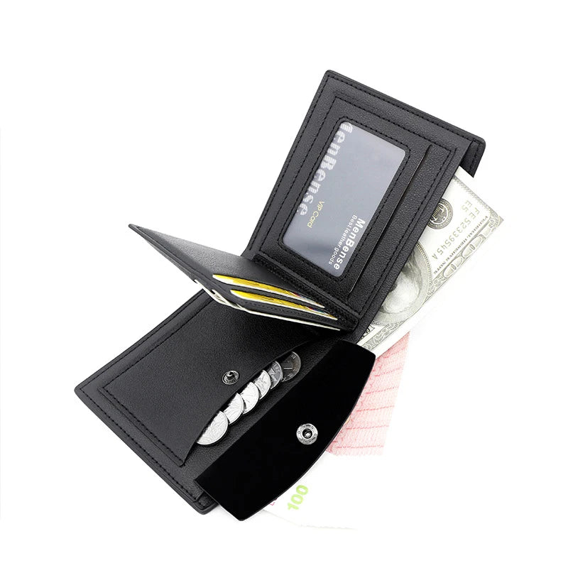 Slim Men Wallets New Short Zipper Card Holder Photo Holder Male Purse Simple Coin Pocket High Quality PU Leather Men's Wallet - Smarsty