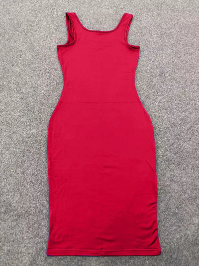 Spring Summer Fashion Sexy Tank Top Dress European and American Plus Size Women's Sleeveless Midi Dress - Smarsty